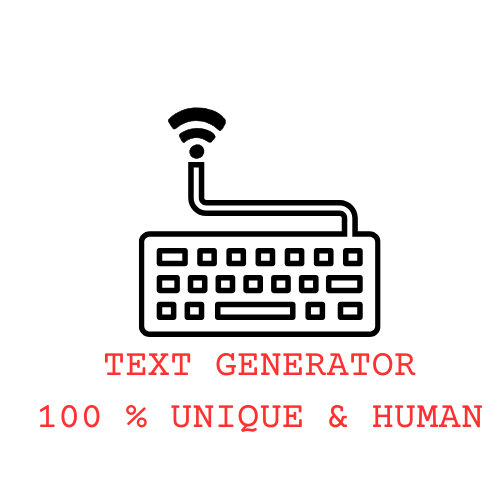 Texte erstellen lassen auf text-generator.info Tastatur mit WLAN-Symbol und Text "Text Generator 100 % einzigartig & menschlich".