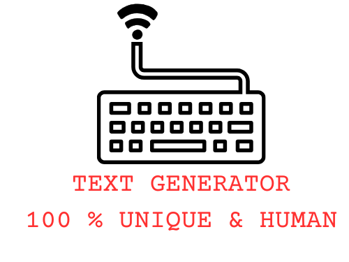 Texte erstellen lassen durch Menschen statt Text Generator Tastatur mit drahtloser Verbindung und Text: "TEXT GENERATOR 100 % UNIQUE & HUMAN." Sie sehen das Logo dieser Webseite.